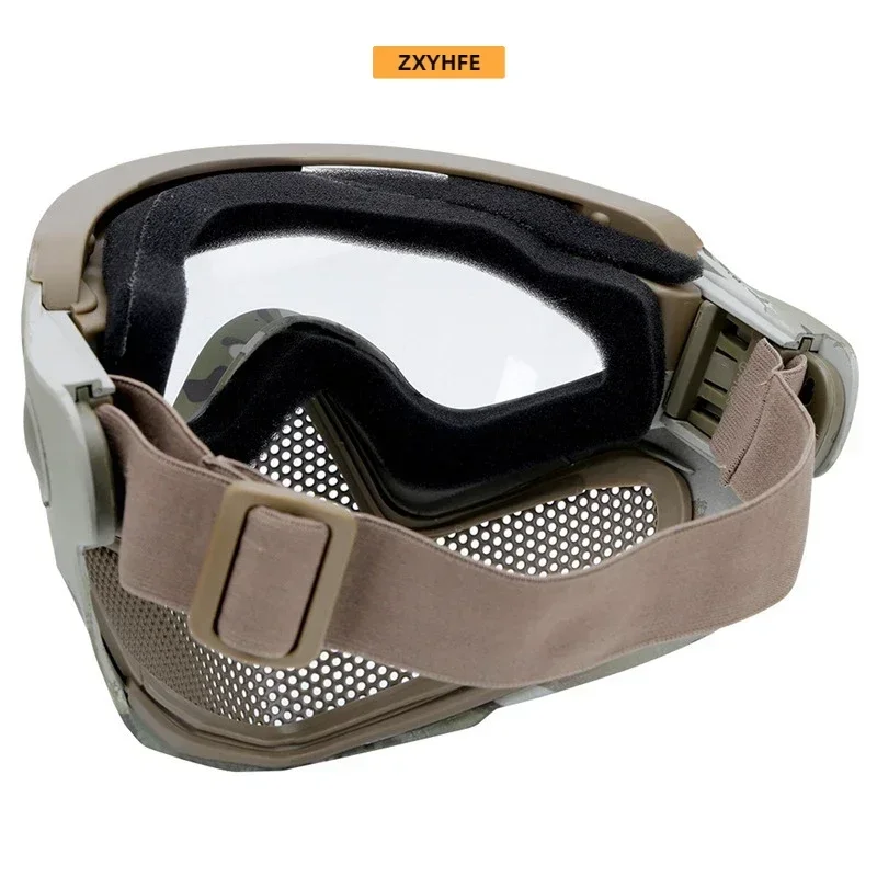 ZXYHFE Tactical Hunting Mask Steel Mesh Full Face Goggles Paintball Safety Protective Shooting CS Equipment Airsoft Accesories