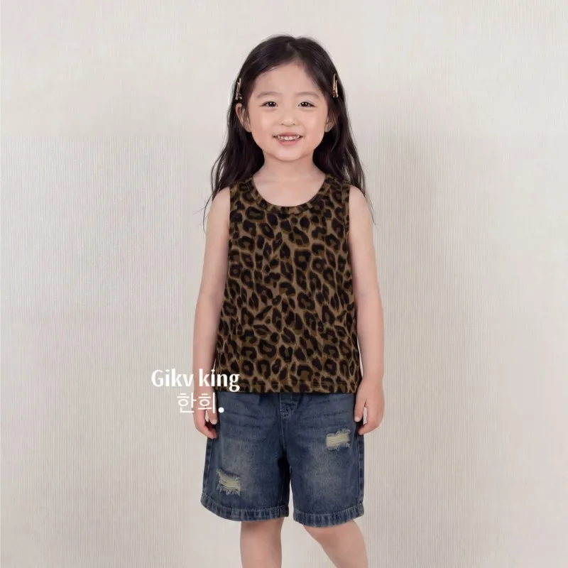 Summer New Children Sleeveless Leopard Clothes Set Boys Girls Cotton Vest + Leopard Shorts 2pcs Suit Toddler Outfits  123