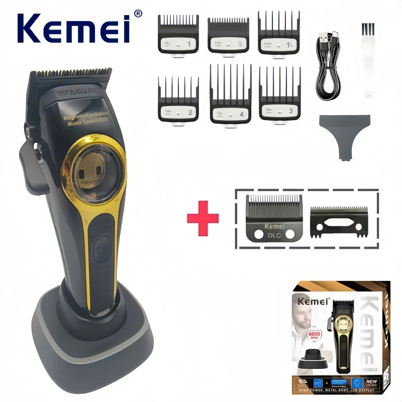 

Kemei KM-2373 Professional Barber Electric Hair Clipper, UV Coated Body, USB Charging, Salon Styling Kemei Trimmer 8800RPM