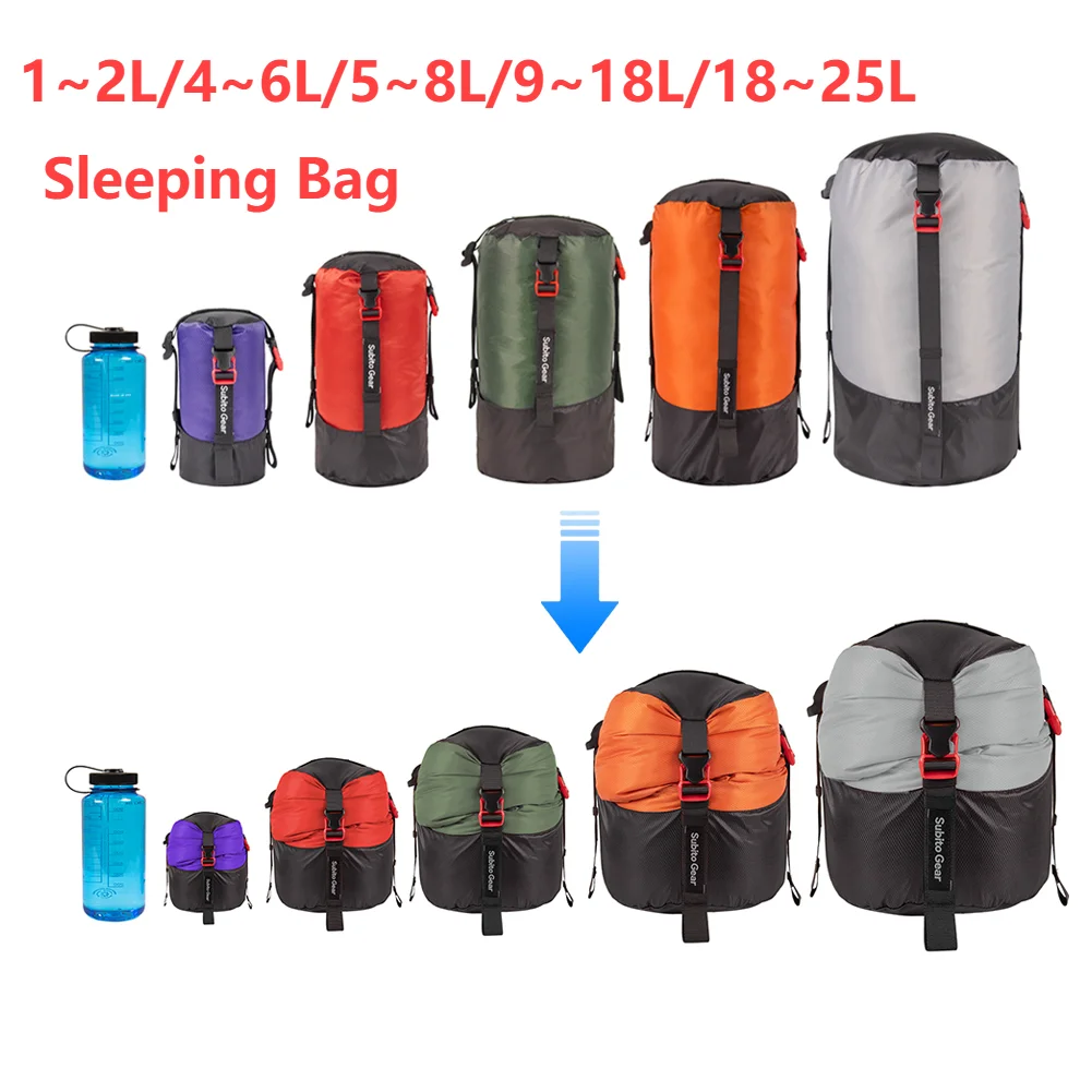 Outdoor Sleeping Bag Stuff Sack Waterproof Camping Sleeping Bag Compression Pack Large Capacity Space Saving for Camping Hiking