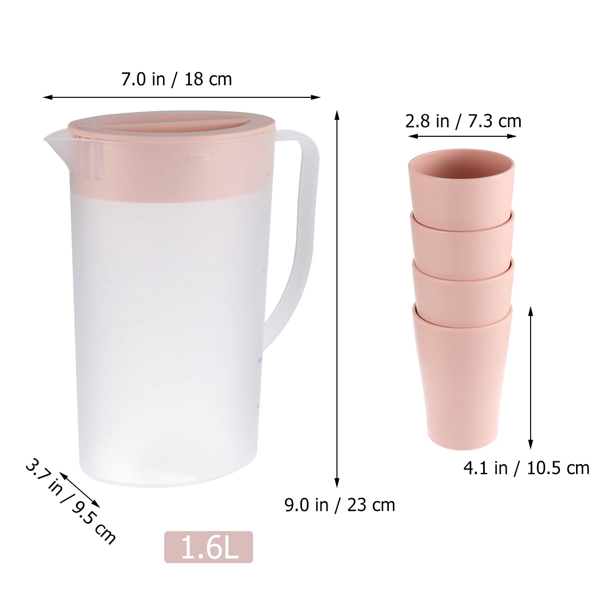 

Cool Kettle Cup Set Plastic Water Pitcher Large Opening Hot Cold Beverages Scale Juice Pot Lightweight Anti Explosion V