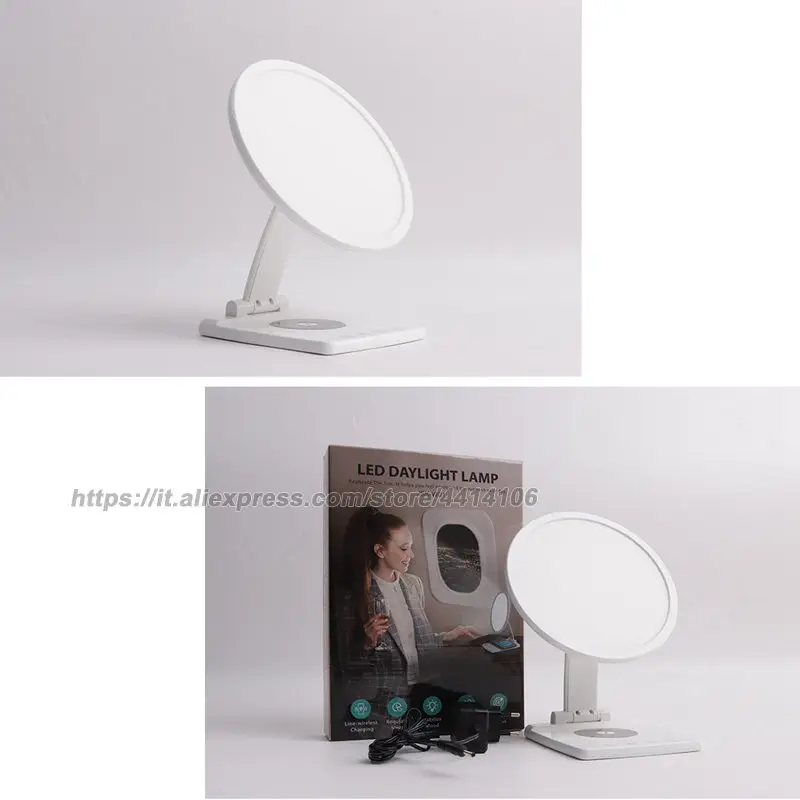 LED Sun Lamp, with Wireless Charger , Dimmable Eye Caring Reading Desk Lamps for Home Office, Touch Control, Auto Timer, White