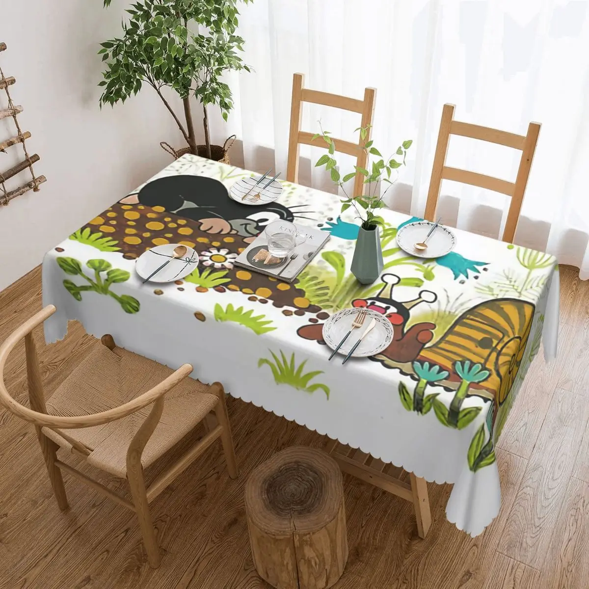 Custom Rectangular Kawaii Mole Krtek Tablecloth Fit 45