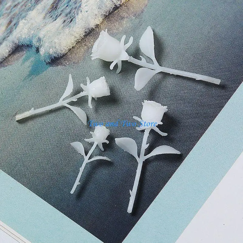 HX6F 1/4x Simulation 3D Stereo Rose Model Mini Crystal Epoxy DIY Handmade Jewelry Filling Forest Landscape Filling Crafts