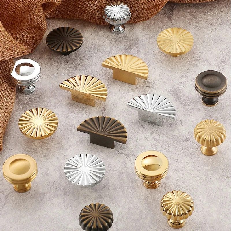 مشرق الكروم ضوء فاخر الذهب النمط الفرنسي النحاس خزانة أثاث خزانة درج ثقب واحد الصينية الشمال مقبض دائري #3