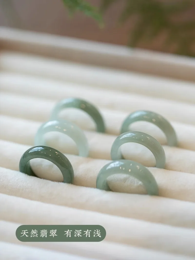 Burma Jadeite Bean Semente Anel para Casal, Pedra Natural, Jóias de Mão para Mulheres e Homens, Presentes, 5 A-grade, Alta Qualidade