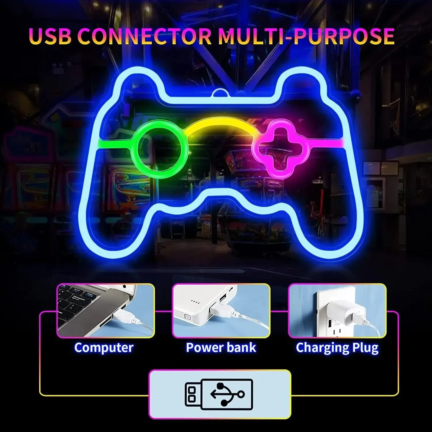 Gamepad Neon Sign for Gamer Room Wall Home Decoration Blue LED Night Light Playstation bar Game hall Lamp Cool Gifts image 3