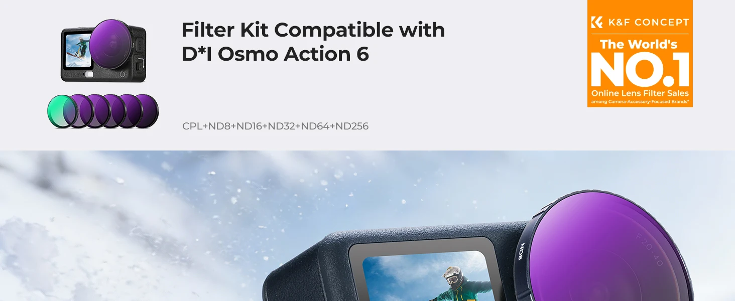 K&F CONCEPT Snap On CPL ND8 ND16 ND32 ND64 Schwarzdiffusionsfilter 1/4 Filterset für DJI Osmo Action 6 HD optisches Glas Mehrfac – Detail 17