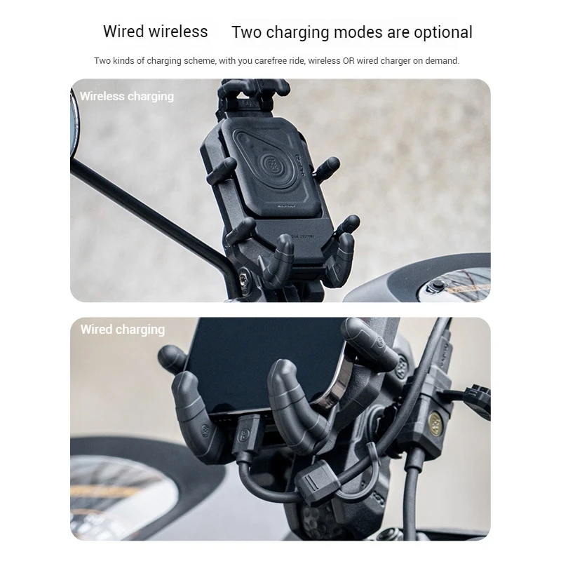 Mwupp Osopro Variable Diameter Bracket Pedal Motorcycle Rearview Mirror Shell Can Be Wirelessly Charged Mobile Navigation Rock