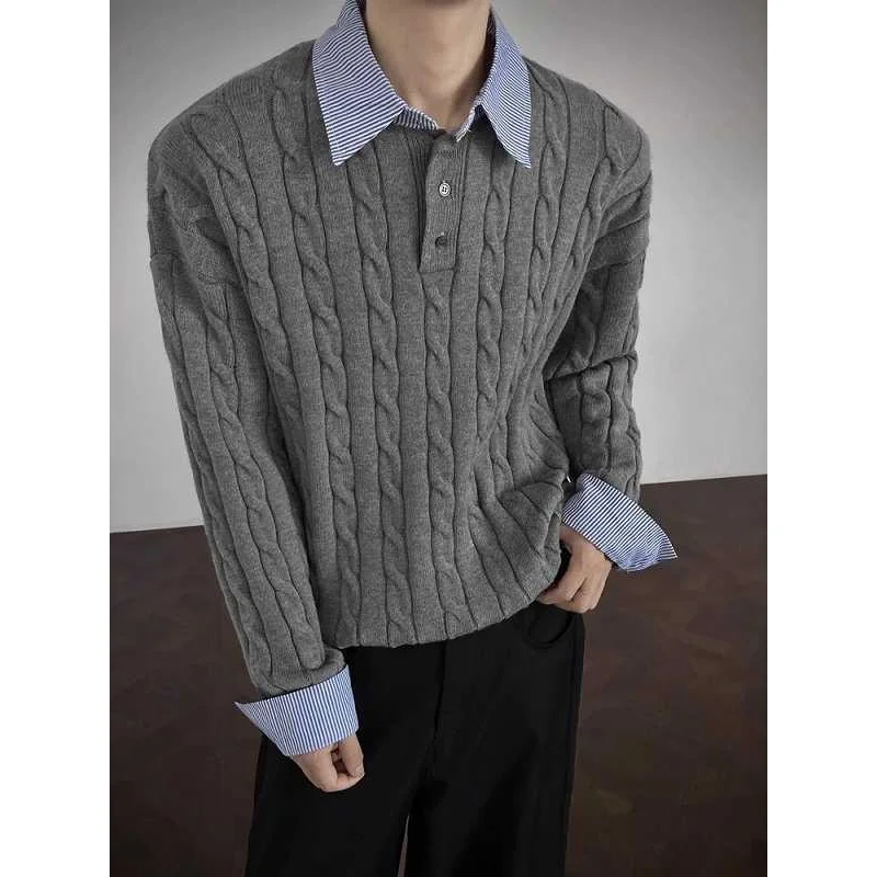 

Мужской длинный вязаный свитер Све, осень-зима, лоскутное платье в полоску с закрученными полосками, элитный трикотаж CleanFit Old Money Sle