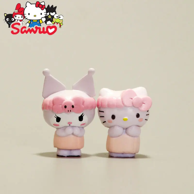 Six Kind MINISO Melody Kuromi Hello Kitty Cinnamoroll Pochacco DIY Patch Material Cake Decorating Doll Model Ornaments Toy Gifts