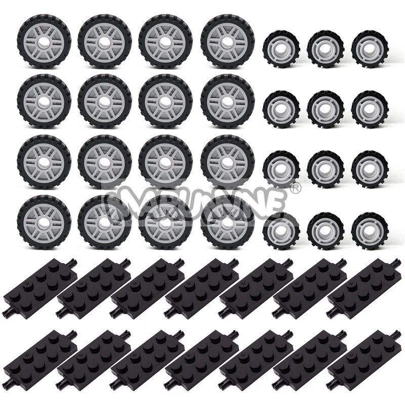 MARUMINE 70 قطعة اللبنات عجلة الإطارات MOC الطوب سيارة المسار أجزاء السيارة الملحقات 40687 42610 92402 61254 56902 متوافق #5