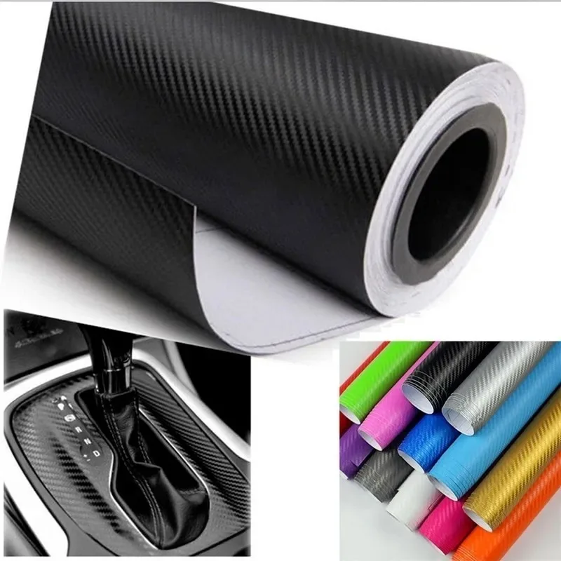 Rollo de película de fibra de carbono 3D para decoración de coche, pegatinas decorativas para PC, portátil, calcomanías de película de vinilo de