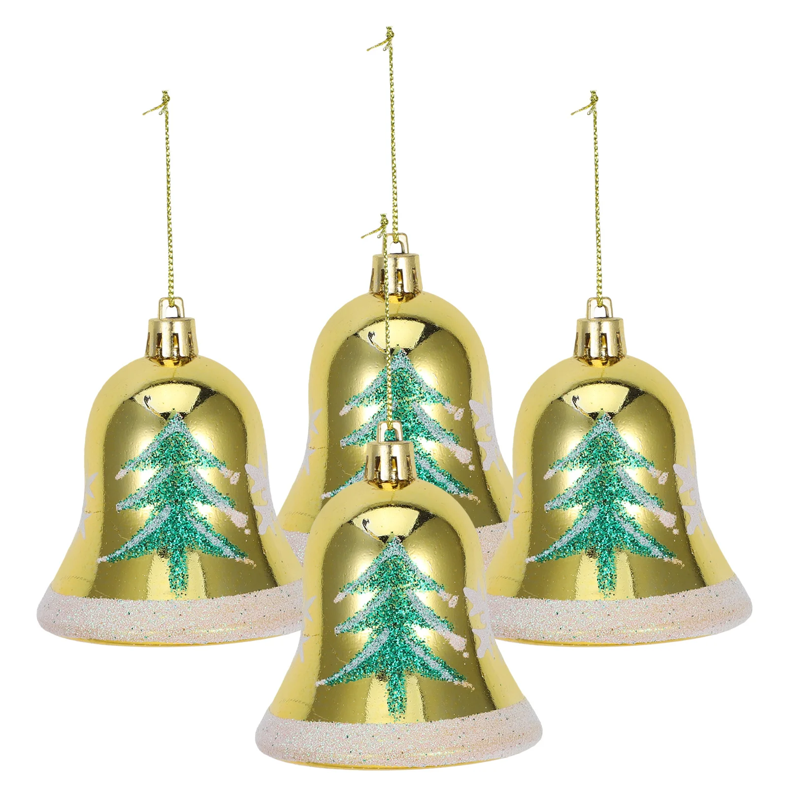 

4Pcs Christmas Bell Shaped Hanging Ornaments Xmas Tree Decorations Lightweight Safe Material Holiday Party Decoration Home
