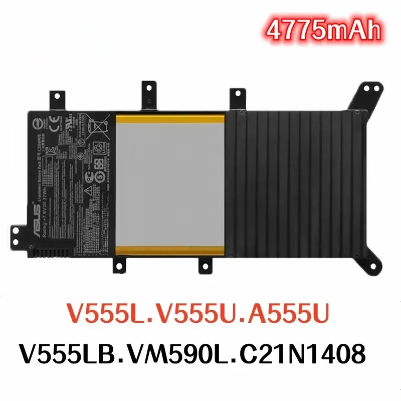 100%Original 4775mAh for ASUS C21N1408 K555U V555L V555U V555LB VM590L MX555 X555U X555UQ X555UA A555U Laptops Battery