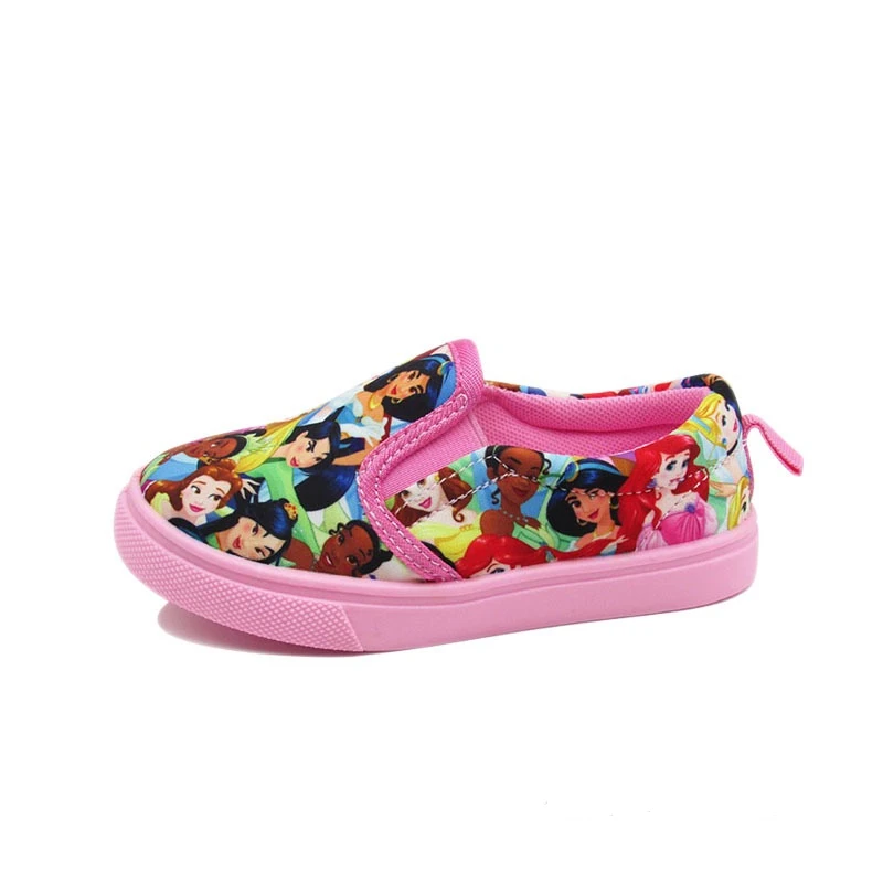 Sepatu Kanvas Kasual Anak Disney Sepatu Nyaman Merah Muda Anak Perempuan Siswa Anak-anak Putri Kartun Malas Ukuran 26-31