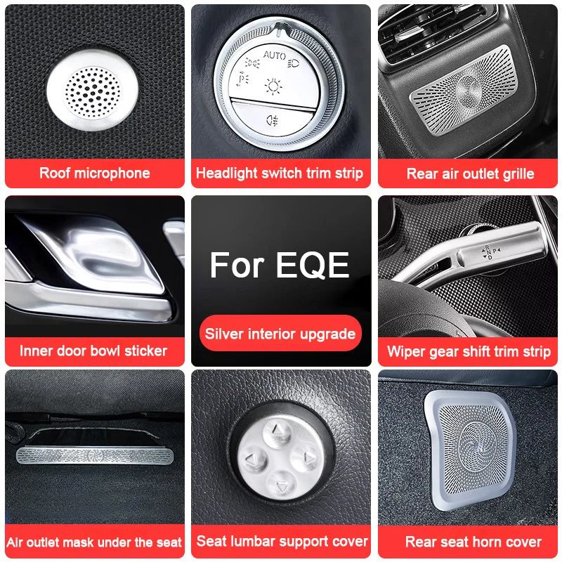 

Для Mercedes-Benz EQE V295 X294 2022-2026: накладки на динамики дверей, декоративные накладки на динамики приборной панели, наклейки на кнопки P в салоне