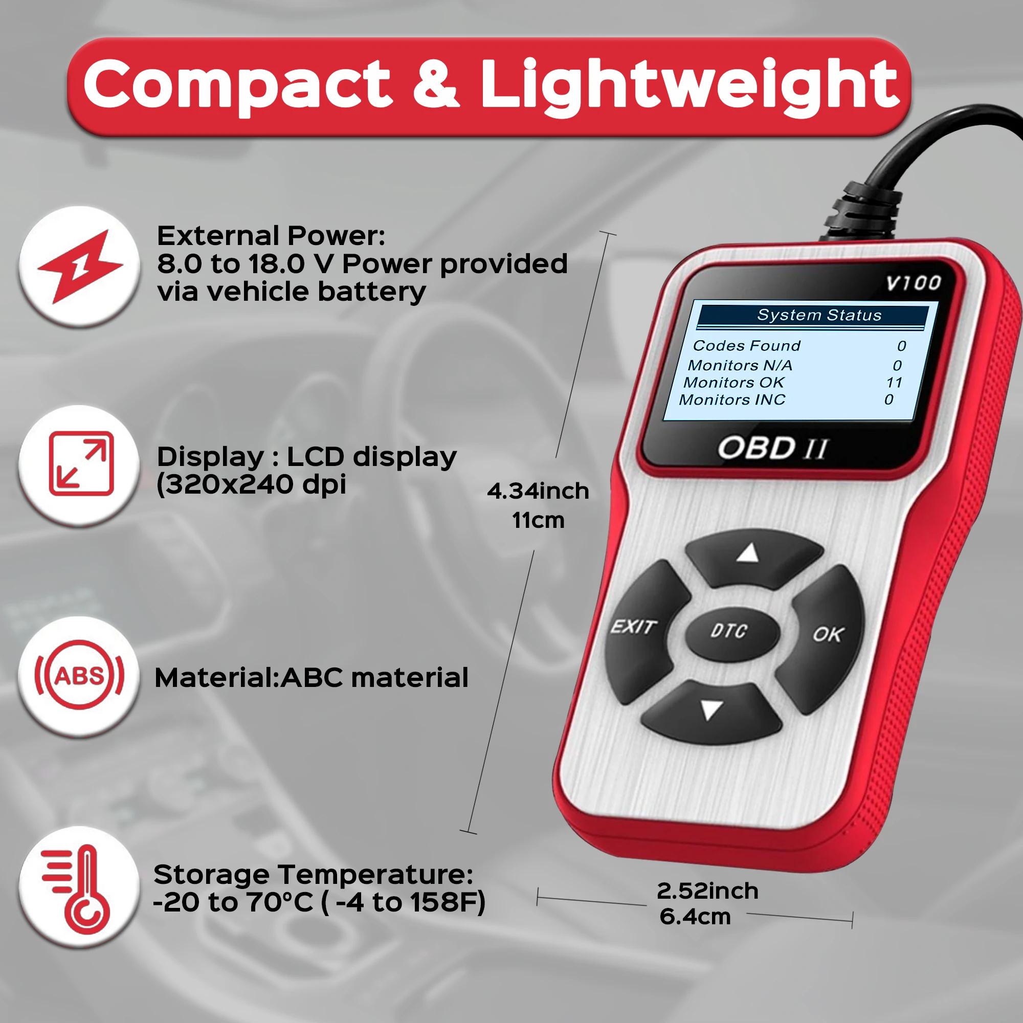 OBD2 Scanner Diagnostic Tool,Auto Check Engine Code Reader with Reset, Enhanced OBDII/EOBD Car Scan Tools