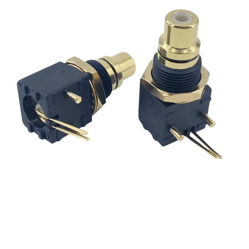 Gold-plated RCA pedestal-to-DAC decoder digital coaxial I/O PCB90-degree solder board socket adapter