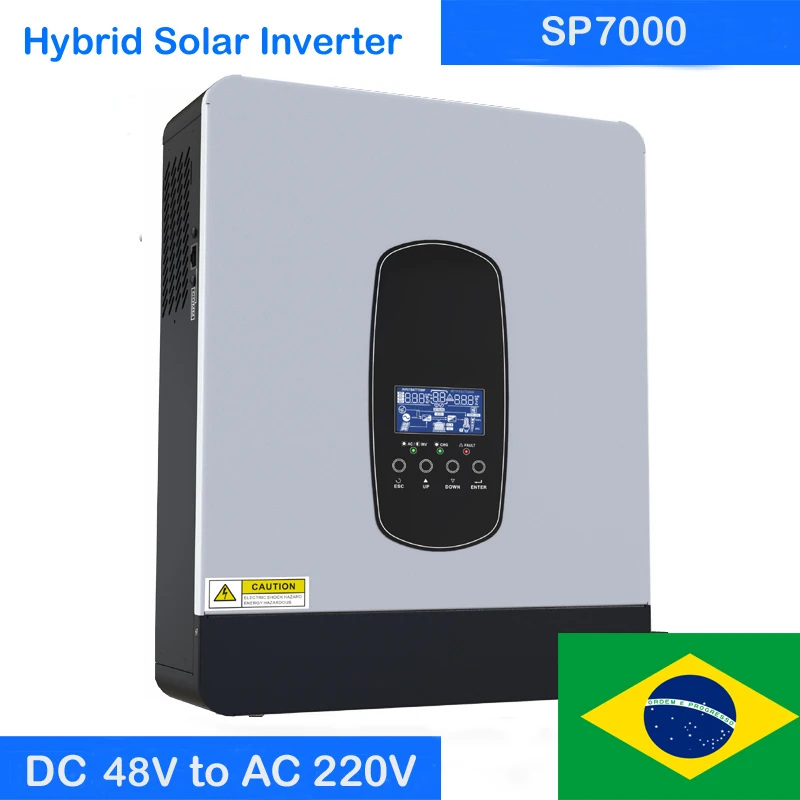 

SP7000VA 6200W 6.2KW Hybrid Solar Inverter DC 48V Battery Input 220/230/240V AC Output Solar Panel PV 450V 110A MPPT Controller