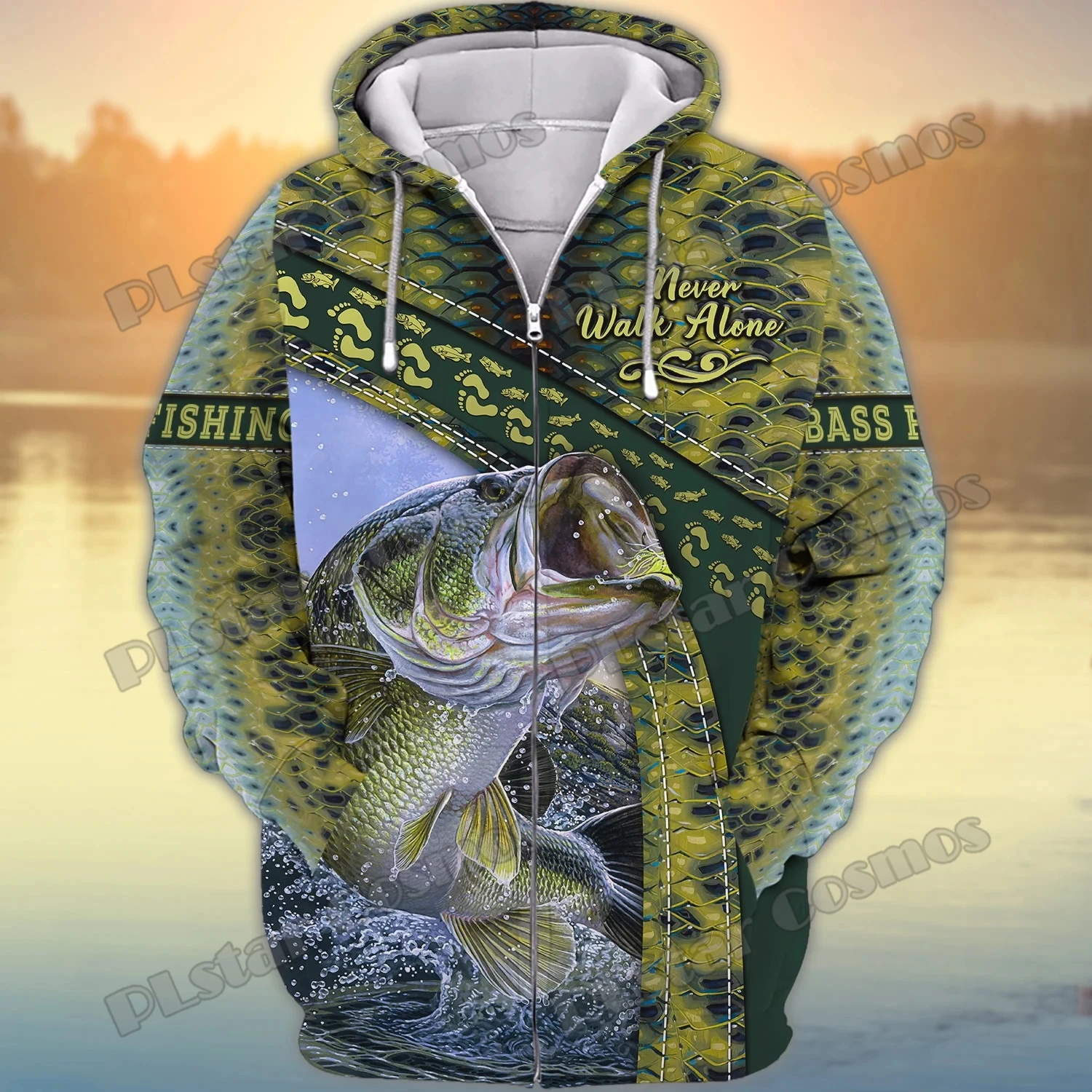 PLstar Cosmos Bass Fishing 3D All Over Printed Fashion Men's Zipper Hoodie Autumn Unisex Casual Hooded zipper jacket QDY44