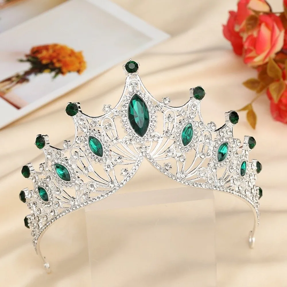 

Vintage Rhinestone Queen Princess Crown Alloy Baroque Crystal Tiara Hair Accessories Bridal Headband New Year