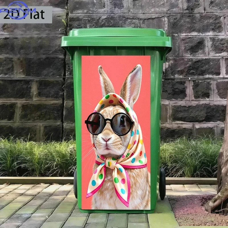 Garden Garbage Dustbin 2D Printed Pattern Decal Attractive Ornament for Home Trash Can