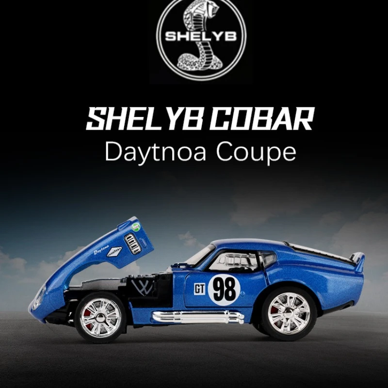シミュレーション 1:32 シェルビー・コブラ スポーツカーモデル サウンド＆ライト プルバック式おもちゃ 車両 男の子用飾り コレクション ミニチュア車
