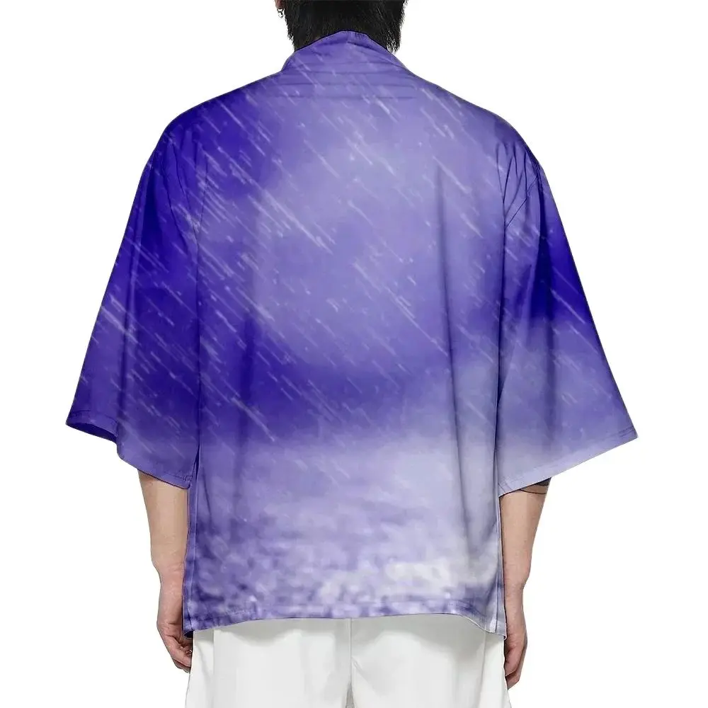 

Summer Raindrop Print Kimono Funny Hawaiian Shirt Beach Tops Fashion Loose Bathrobe Kimono Yukata Japanese Clothes Unisex Haori