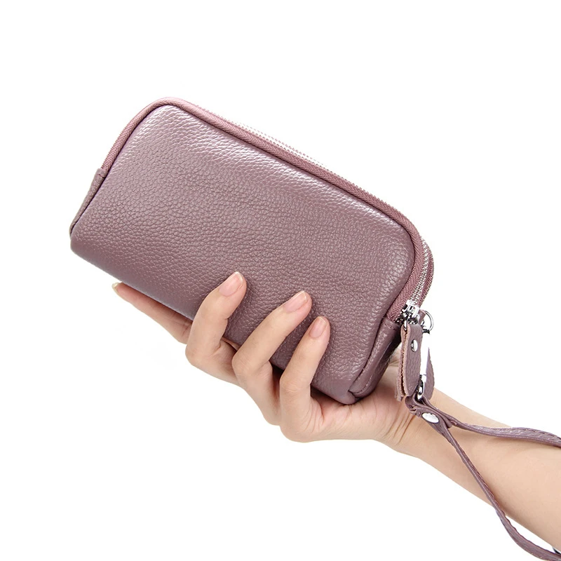 2023 Fashion Women Long Wallets Genuine Leather Simple Zipper Large Capacity Female Coin Purses Card Holder Money Bag