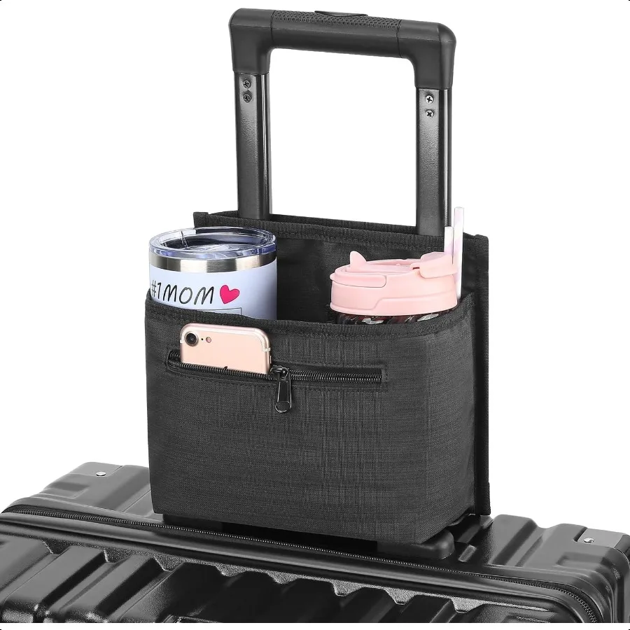 

Lage Travel Cup Holder Attachment for Suitcase Drink Carrier Caddy Coffee Mug and Tumblers Traveler Carry on Hands Free Accory