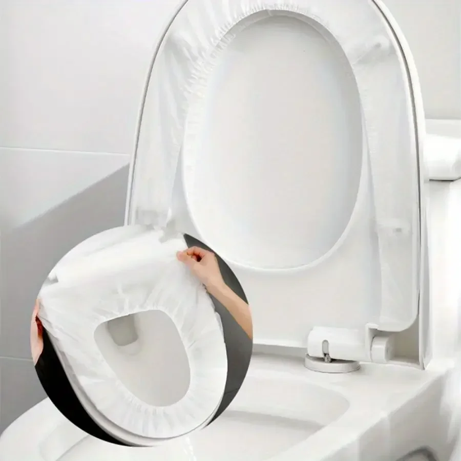 10 Pcs Disposable Toilet Seat Cover, Individually Wrapped Toilet Seat Cushion, Premium Elastic Strap Toilet Seat Cove