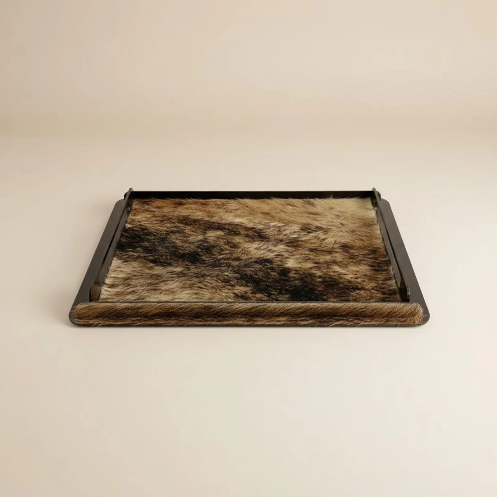 Horsehair Decorative Tray Creative Decoration Metal Frame Vanity Tray Modern Luxury Serving Platter for Living Room, Showroom