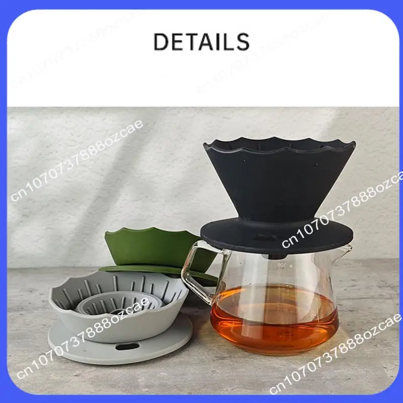 A26P قابل للطي صب على فنجان القهوة سيليكون التخييم فلتر القهوة للسفر التخييم مكتب هوم اكسسوارات القهوة الأخضر