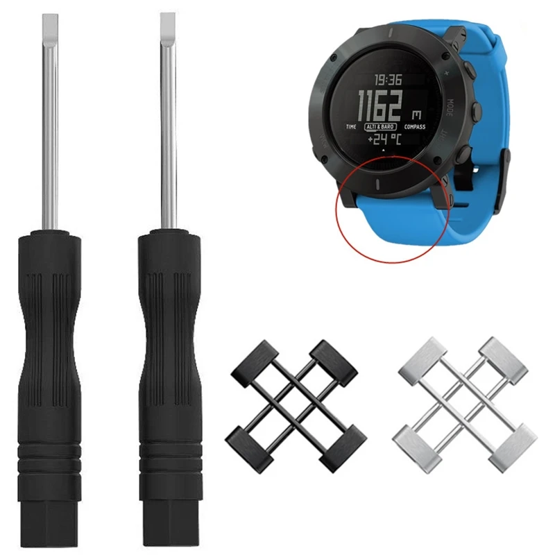 For Suunto Core Strap Essential Watch Band Strap Link Adapters Connector set + Screw Screwdriver Tool watch Repair Accessory