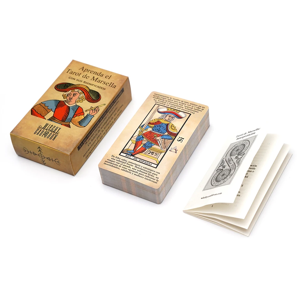 French Oracle Aprenda el de Marseille Tarot للمبتدئين بطاقات التارو المصورة مع التارو الفرنسي مع دليل التعليمات
