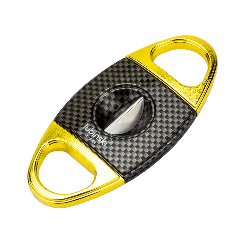 

Cigar Cutter with Holster, Zinc Alloy, Stainless Steel, Carbon Fiber, V-Shaped Cigar Clipper, Cutting Tool Pocket, Gift