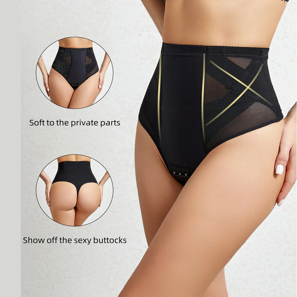 High Waist Thong Body Shaper Underwear Women Tummy Control Adjustable Open Crotch Seamless Thong Shapewear Panties