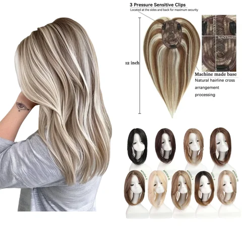 Ready To Wear Clip In Human Hair Topper | No Customization Needed Hairpiece For Women, Out Of The Box Wig Look