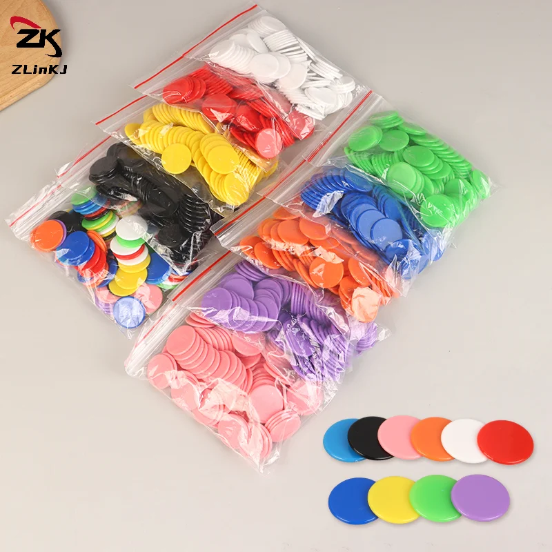 100Pcs 25mm Montessori Learning Education Math Toy Plastic Poker Chips Bingo Chip Markers Token Family Club Party Counting Toy, image 2