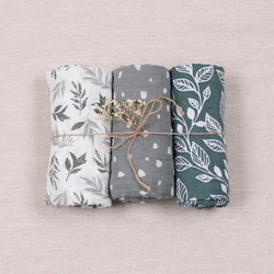 HappyFlute 3Pcs/Set Soft Baby Muslin Swaddle 100% Cotton Baby Blanket Wrap For Newborn Baby