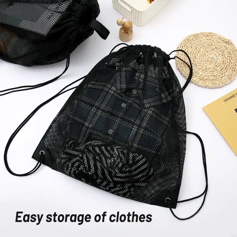 340F Foldable Soccer Backpack Sackpack Drawstring Multifunction Ball Mesh Bag Gym Bag