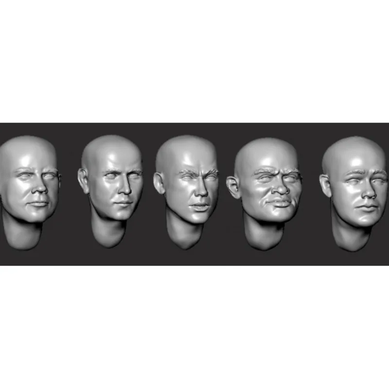 

1/35 ratio die-casting resin head model kit, Bald head, 5 heads, miniature toy, unassembled and unpainted, 009X