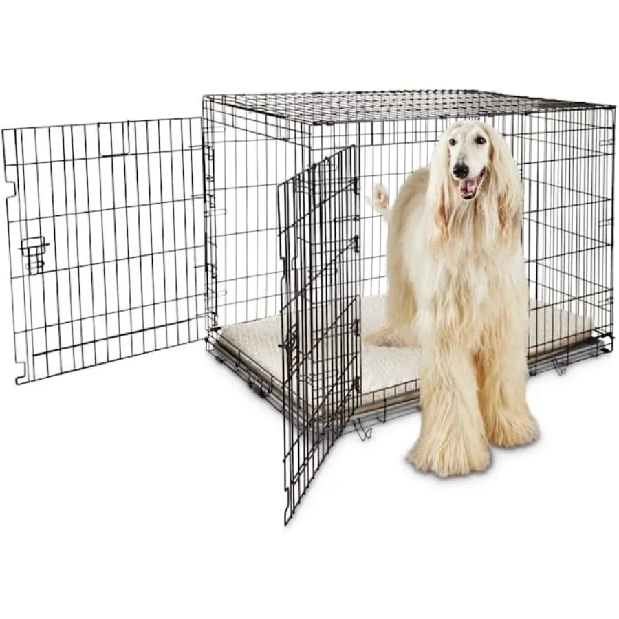 

Versatile 2-Door Folding Dog Crate for Travel and Home Use 49.1 L x 30.5 W x 32.6 H with Easy Assembly and Durable Design for S