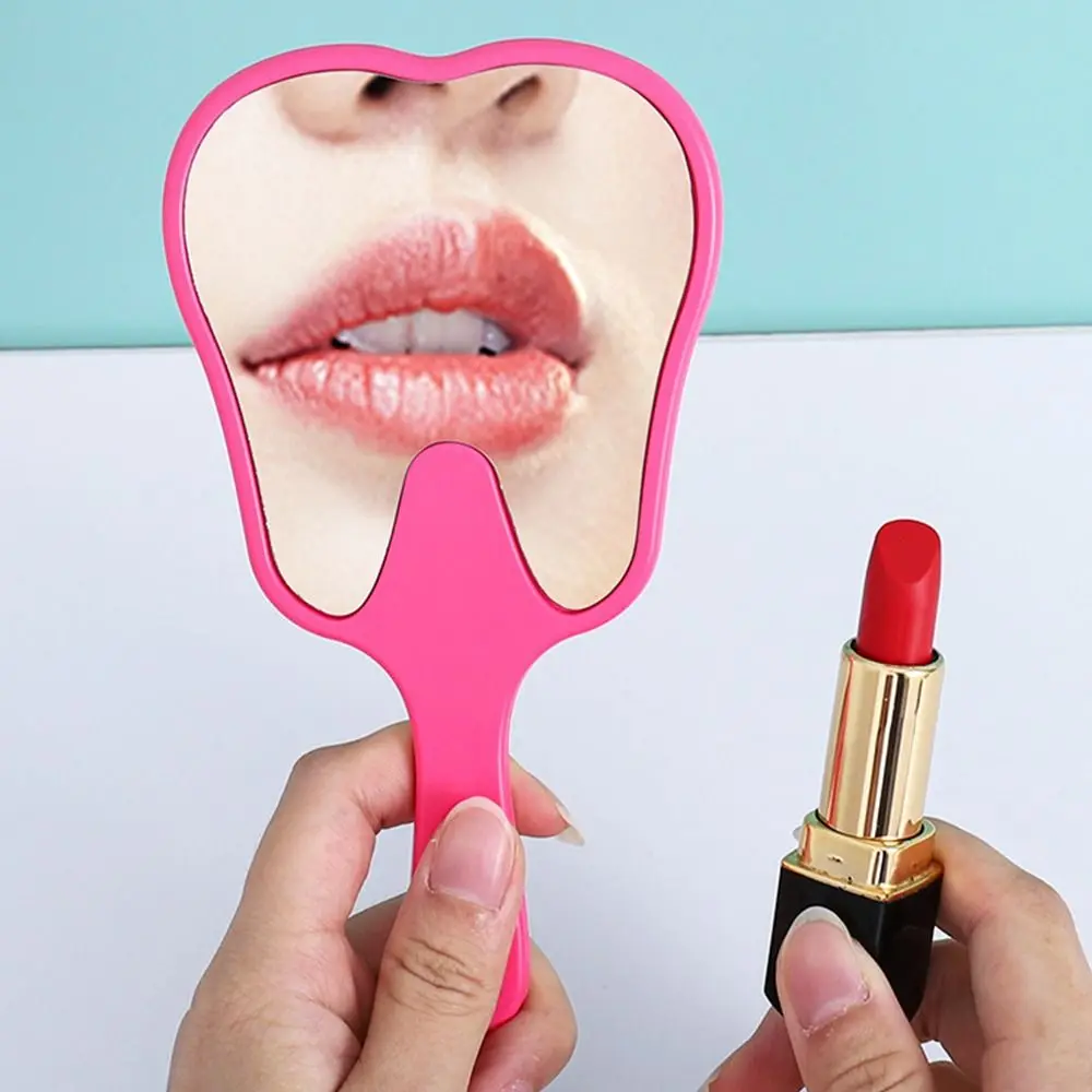 1PC Tooth Shaped Handheld Mirror Cute Makeup Mirror Durable High Definition Dental Mirrors Gifts