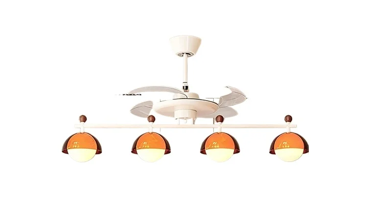 

Cream wind restaurant fan light 2025 new French long invisible silent bud bar table electric fan chandelier