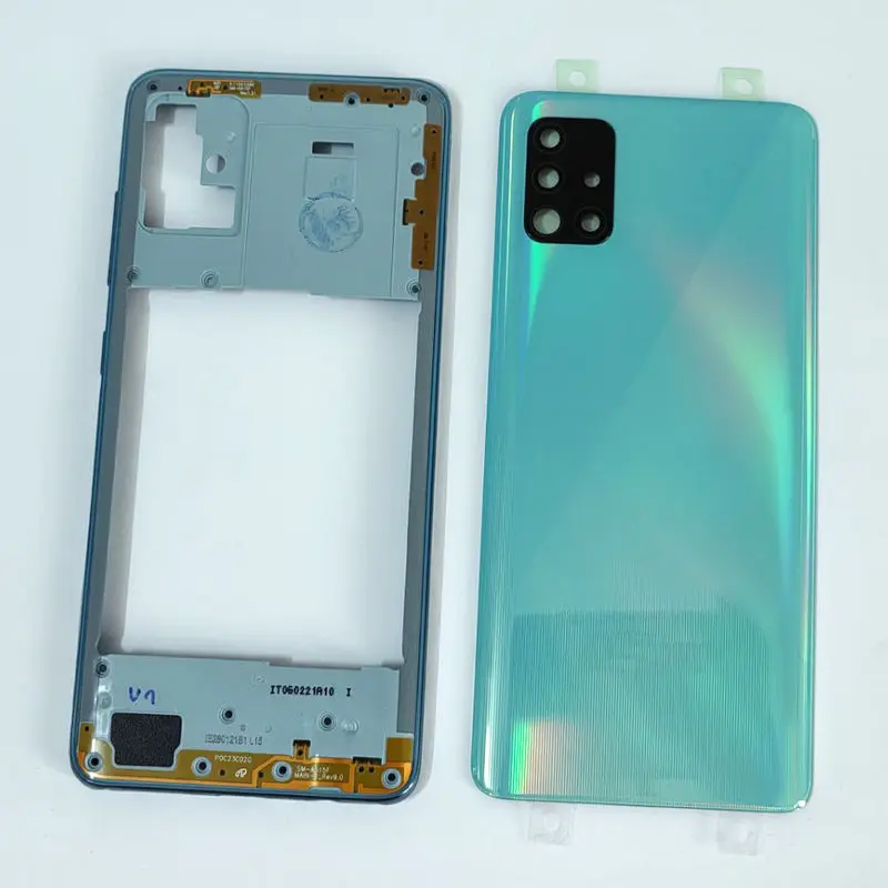 For Samsung Galaxy A51 A515 A515F Housing Middle Frame Battery Cover Rear Panel Rear Cover+Camera Lens