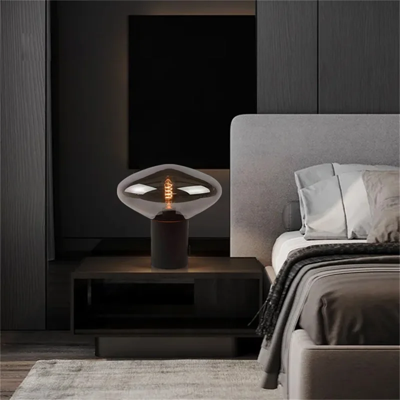 TYLA Nordic Contemporary Table Lamp Simple Black Glass Desk Light LED Home Decor Bedside Parlor