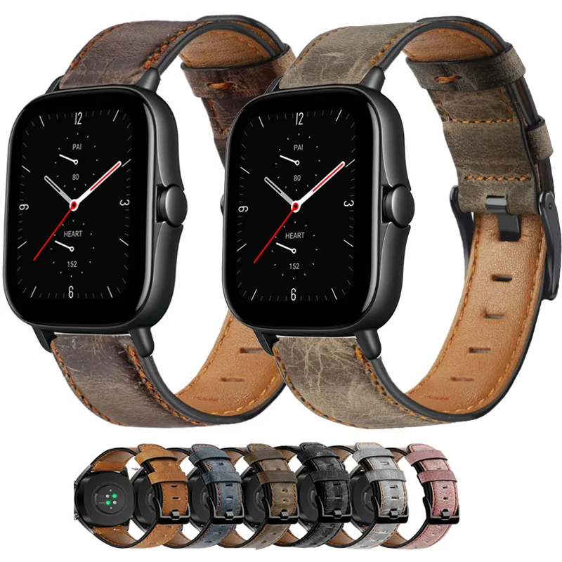 20mm 22mm Watch Straps For Amazfit GTS 4/3/2/GTS2 Mini/GTR 2e/3/Pro/42mm/47mm/stratos Leather Bracelet Amazfit bip-U-S-lite band