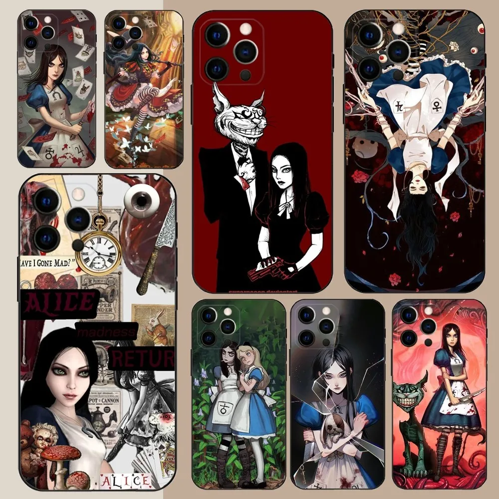 Alice M-Madness-Returns-S   Phone Case For Apple iPhone 15,14,13,12,11,Pro,X,XS,Max,XR,Plus,Mini Soft Black Cover